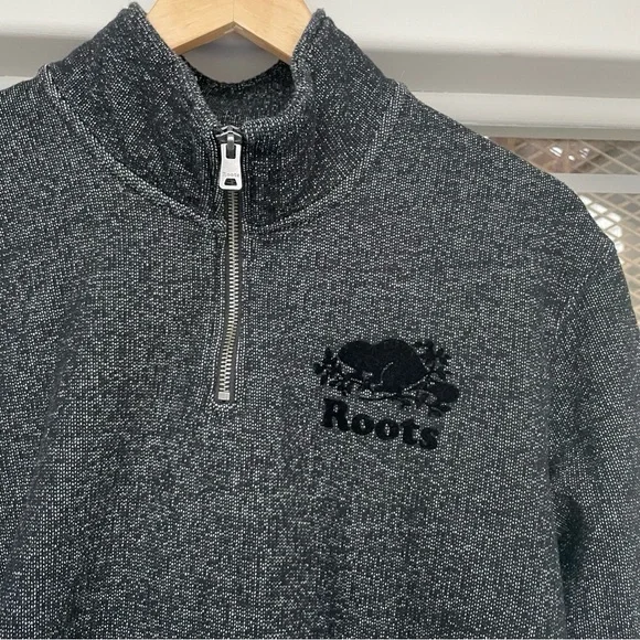 ROOTS Organic Original Half Zip Stein Black Pepper - Picture 3 of 9